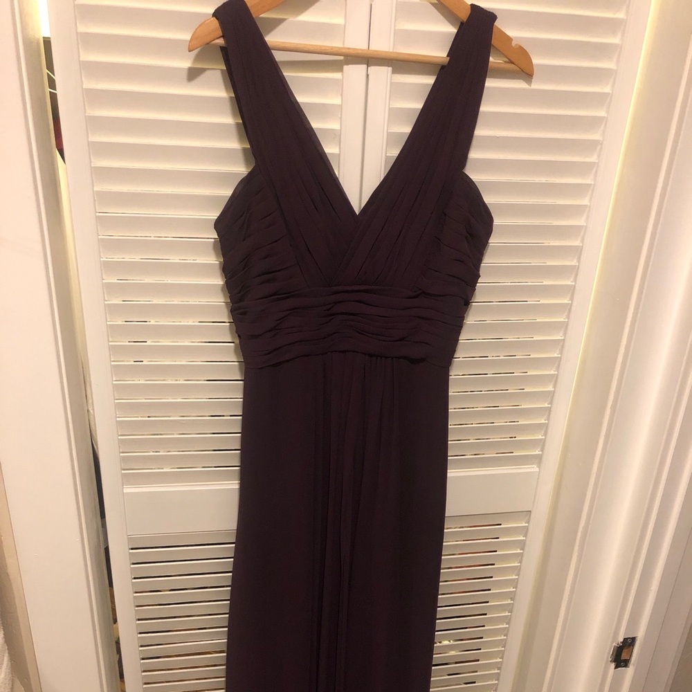 Monique Lhuillier plum color long dress